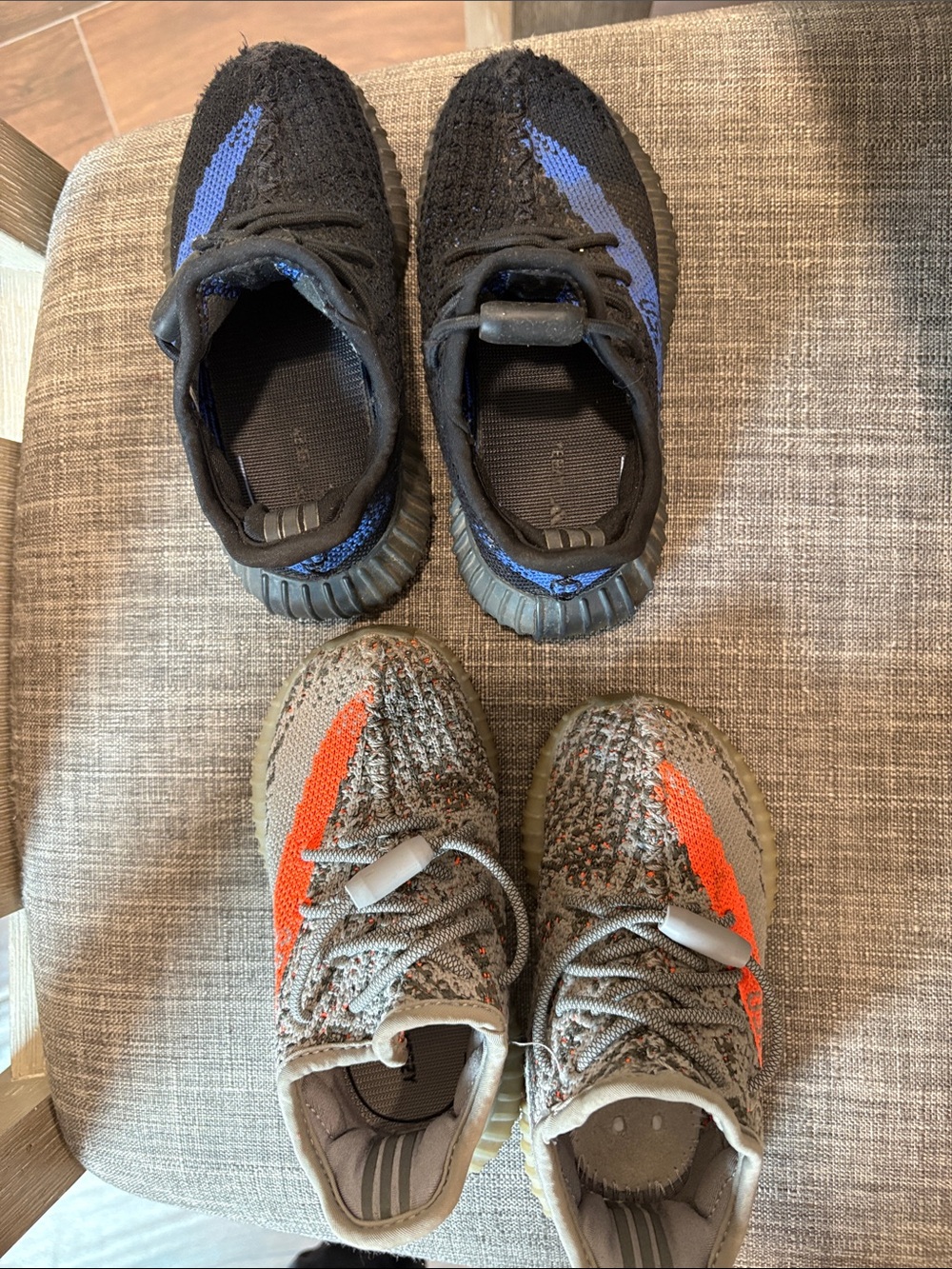 Yeezy Kids Black & Blue and Tan & Orange Sneaker Bundle